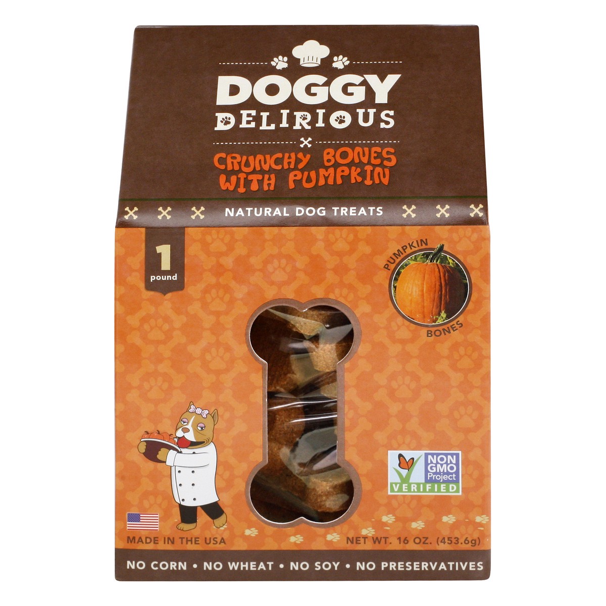 slide 1 of 9, Doggy Delirious Pumpkin Bones Dog Treats 16 oz, 16 oz