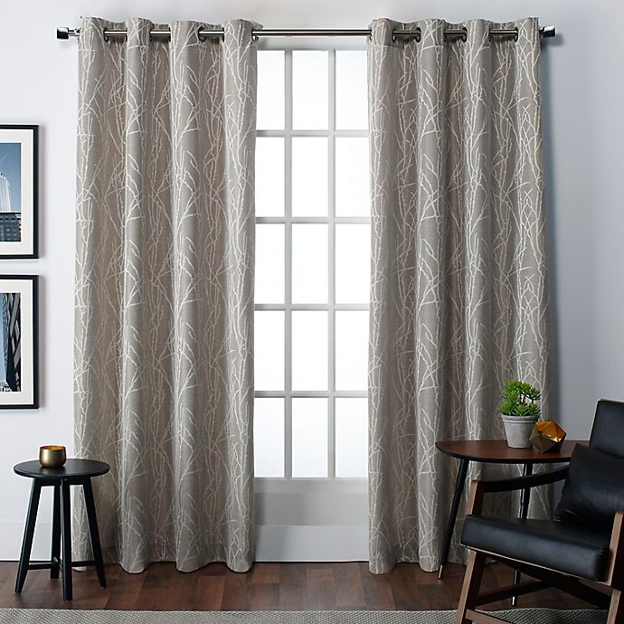 slide 1 of 4, Finesse Grommet Top Window Curtain Panel Pair - Natural, 108 in