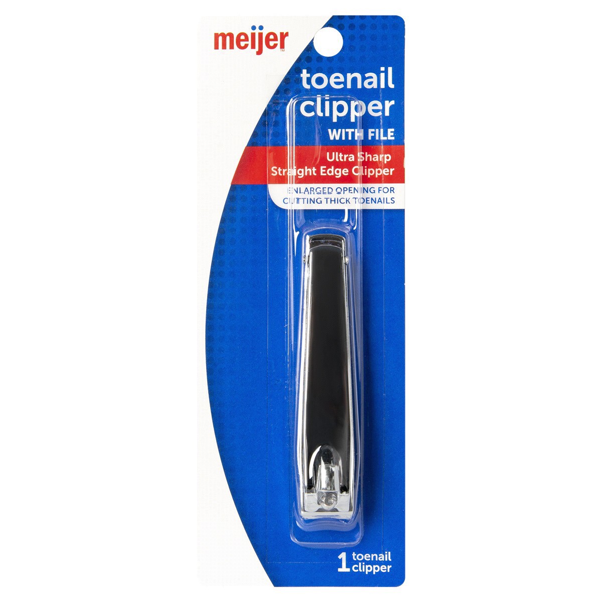 slide 1 of 5, Meijer Straight Edge Toenail Clipper With File, 1 ct