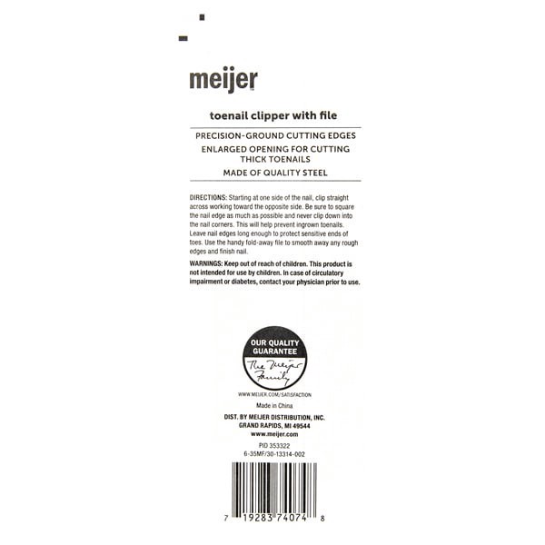 slide 4 of 5, Meijer Straight Edge Toenail Clipper With File, 1 ct