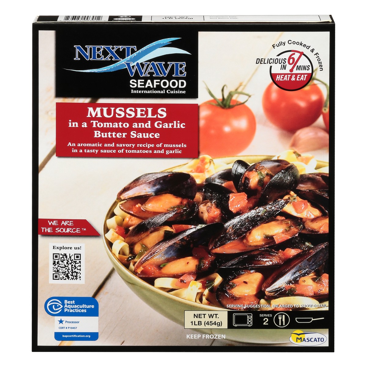 slide 1 of 13, Next Wave Seafood Mussels in a Tomato and Garlic Butter Sauce 1 lb, 1 lb