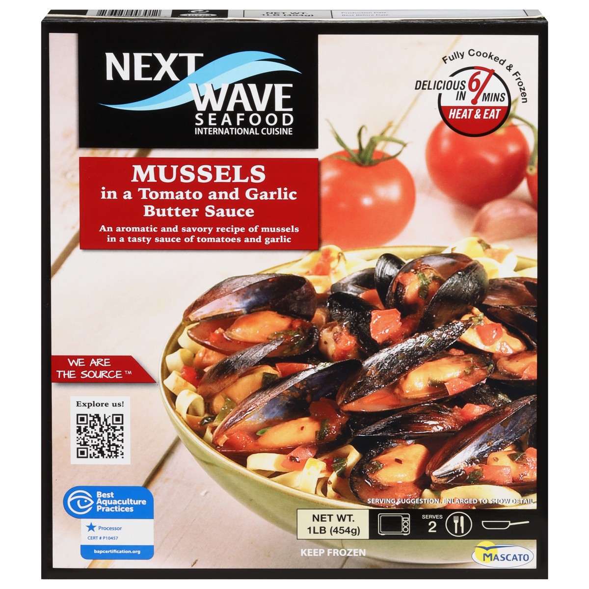 slide 1 of 13, Next Wave Seafood Mussels in a Tomato and Garlic Butter Sauce 1 lb, 1 lb