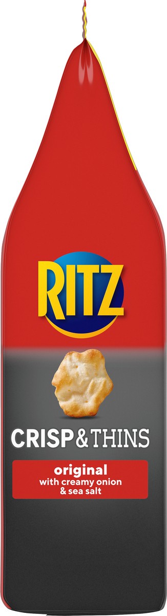 slide 2 of 11, RITZ Crisp and Thins Original with Creamy Onion and Sea Salt, Family Size, 10 oz, 0.62 lb