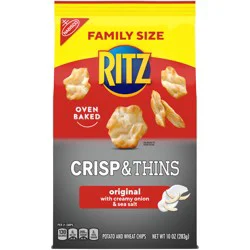 RITZ Crisp and Thins Original with Creamy Onion and Sea Salt, Family Size, 10 oz