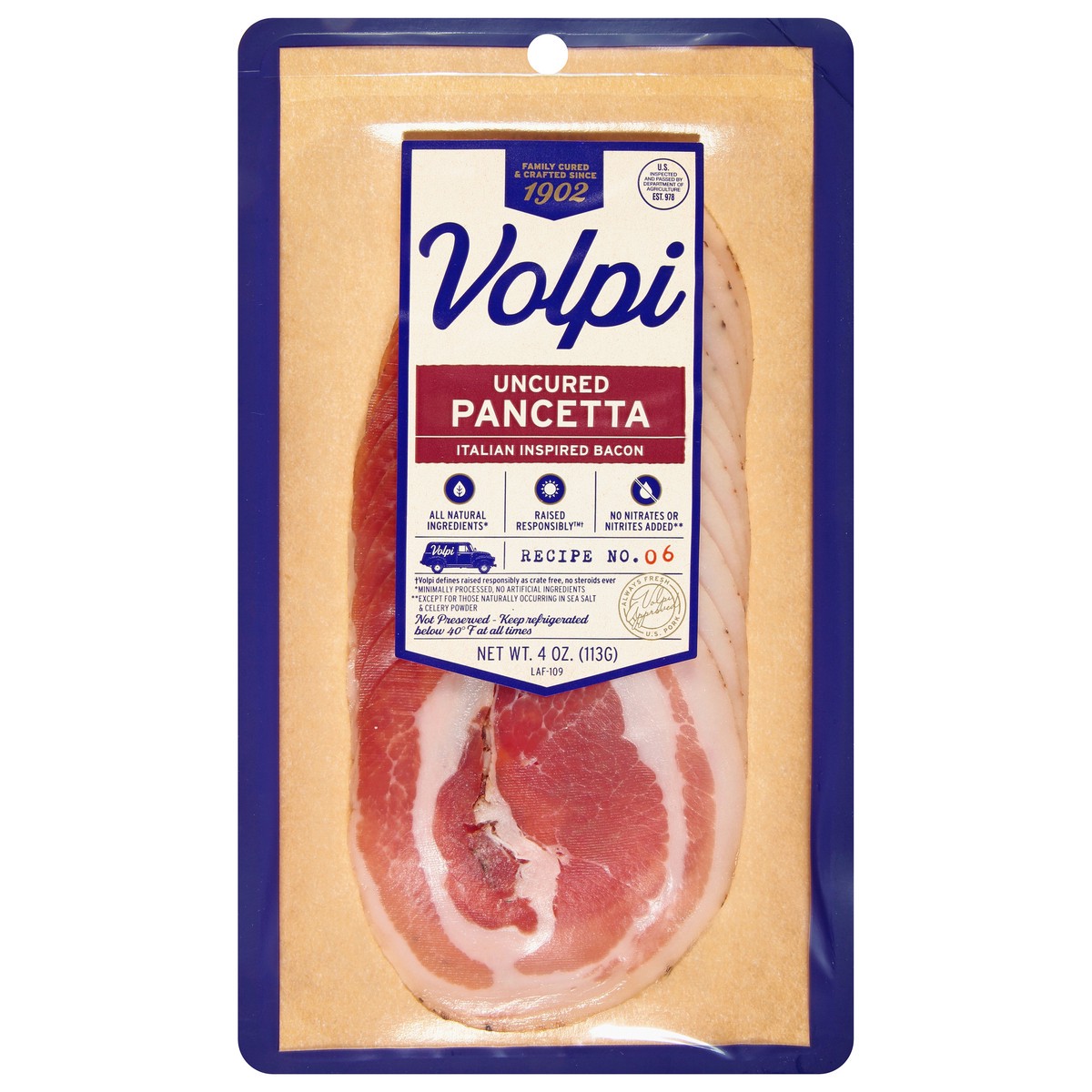 slide 1 of 10, Volpi Pancetta | Italian Inspired Bacon 4 oz, 4 oz