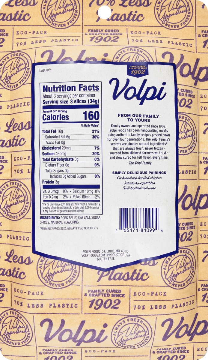 slide 2 of 10, Volpi Pancetta | Italian Inspired Bacon 4 oz, 4 oz