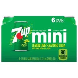 7UP Lemon Lime Soda, 7.5 fl oz cans, 6 pack