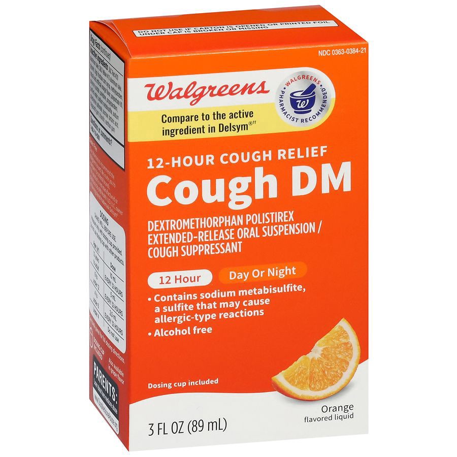 slide 4 of 5, Walgreens 12-Hour Orange Flavored Cough Dm Liquid, 3 fl oz