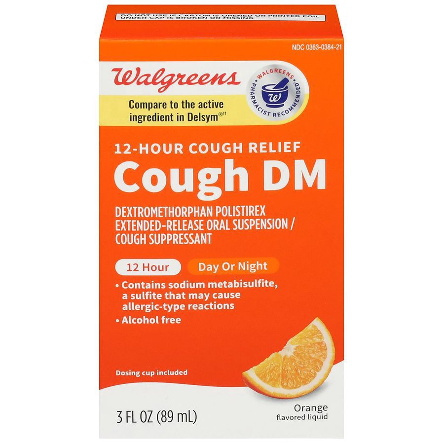 slide 1 of 5, Walgreens 12-Hour Orange Flavored Cough Dm Liquid, 3 fl oz