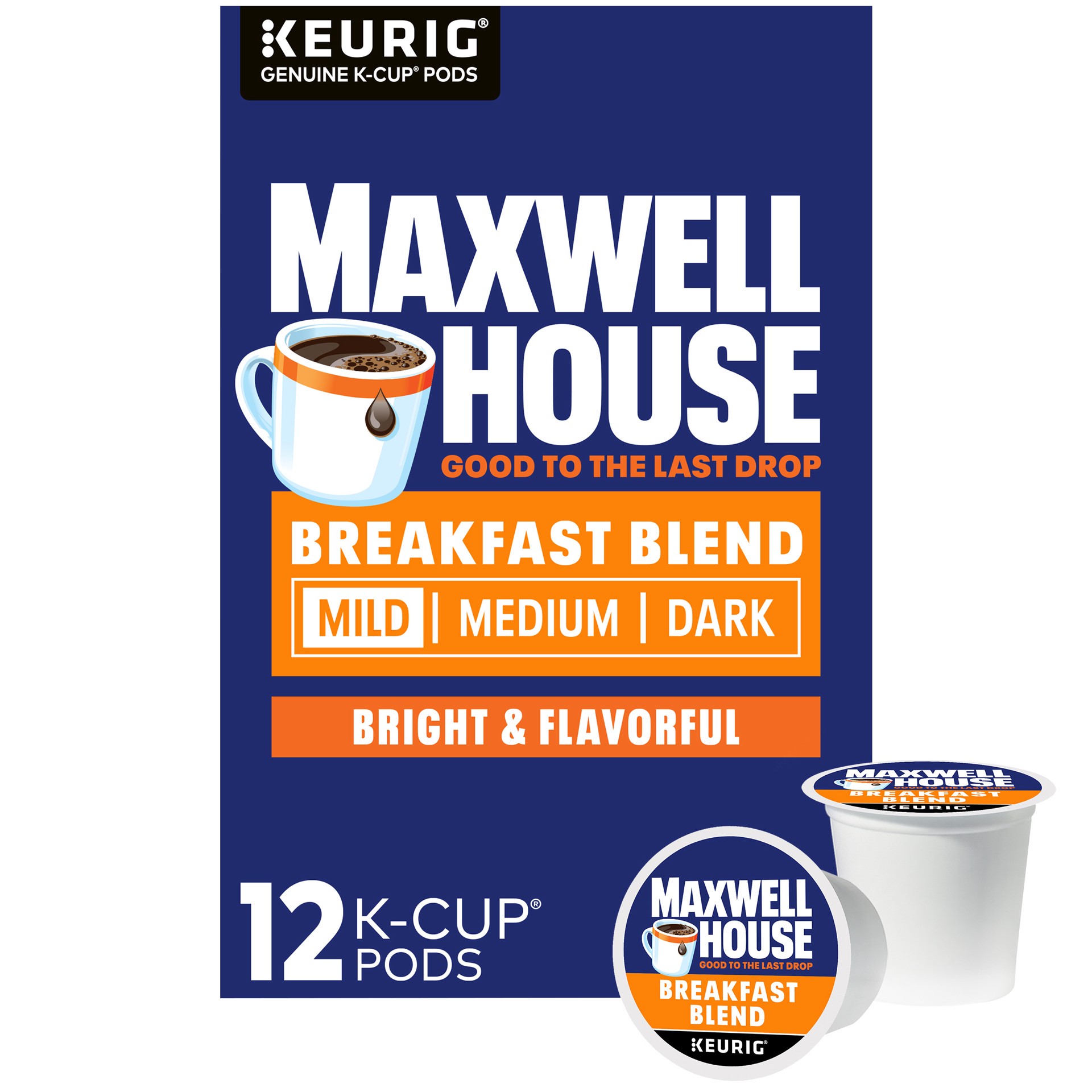 slide 1 of 4, Maxwell House Breakfast Blend Mild Roast K-Cup Coffee Pods, 12 ct Box, 12 ct