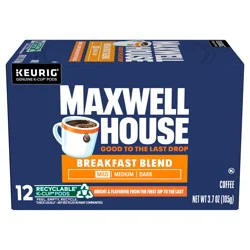 Maxwell House Breakfast Blend Mild Roast K-Cup Coffee Pods, 12 ct Box