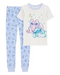 Carter's Kid Print Ribbed 2-Piece Pajamas White/Blue 5