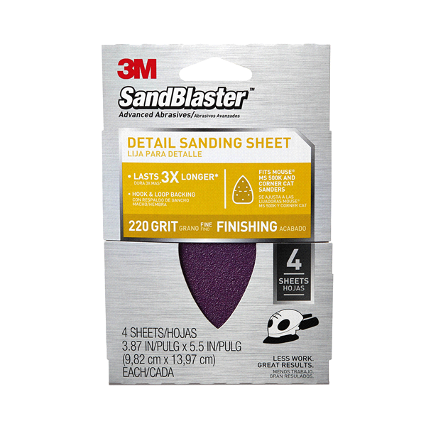 slide 1 of 1, 3M SandBlaster Mouse Sandpaper Sheets, 4 ct