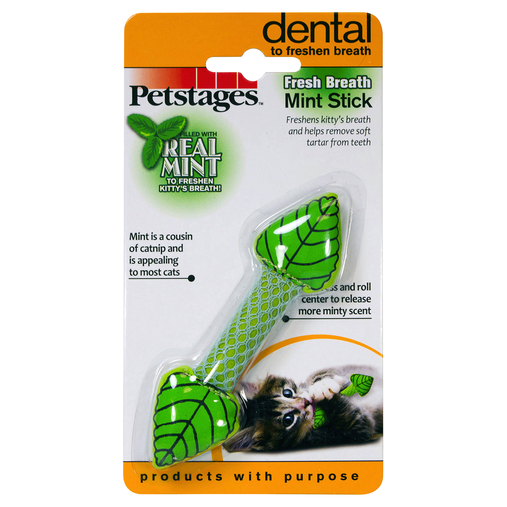 slide 1 of 1, Petstages Cat Toy Chews Dental Mint Stick Blister Pack - Each, 1 ct