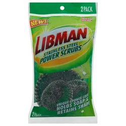 Libman Stainless Steel Power Scrubs - 2 ea