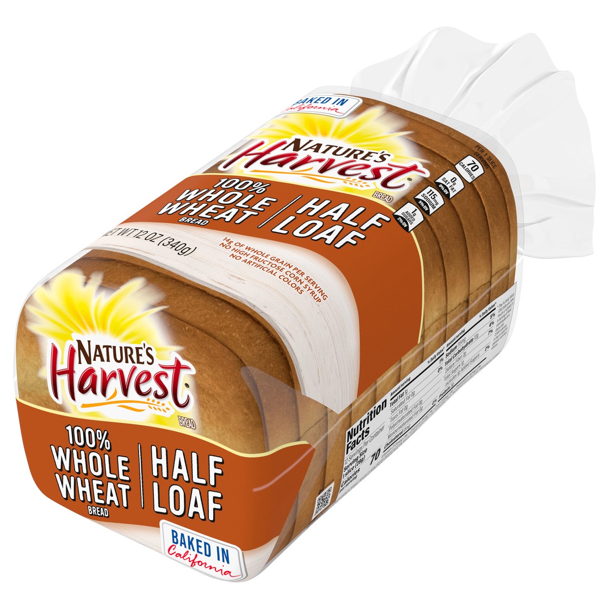 slide 3 of 4, Natures Harvest Half Loaf 100% Whole Wheat, 12 oz