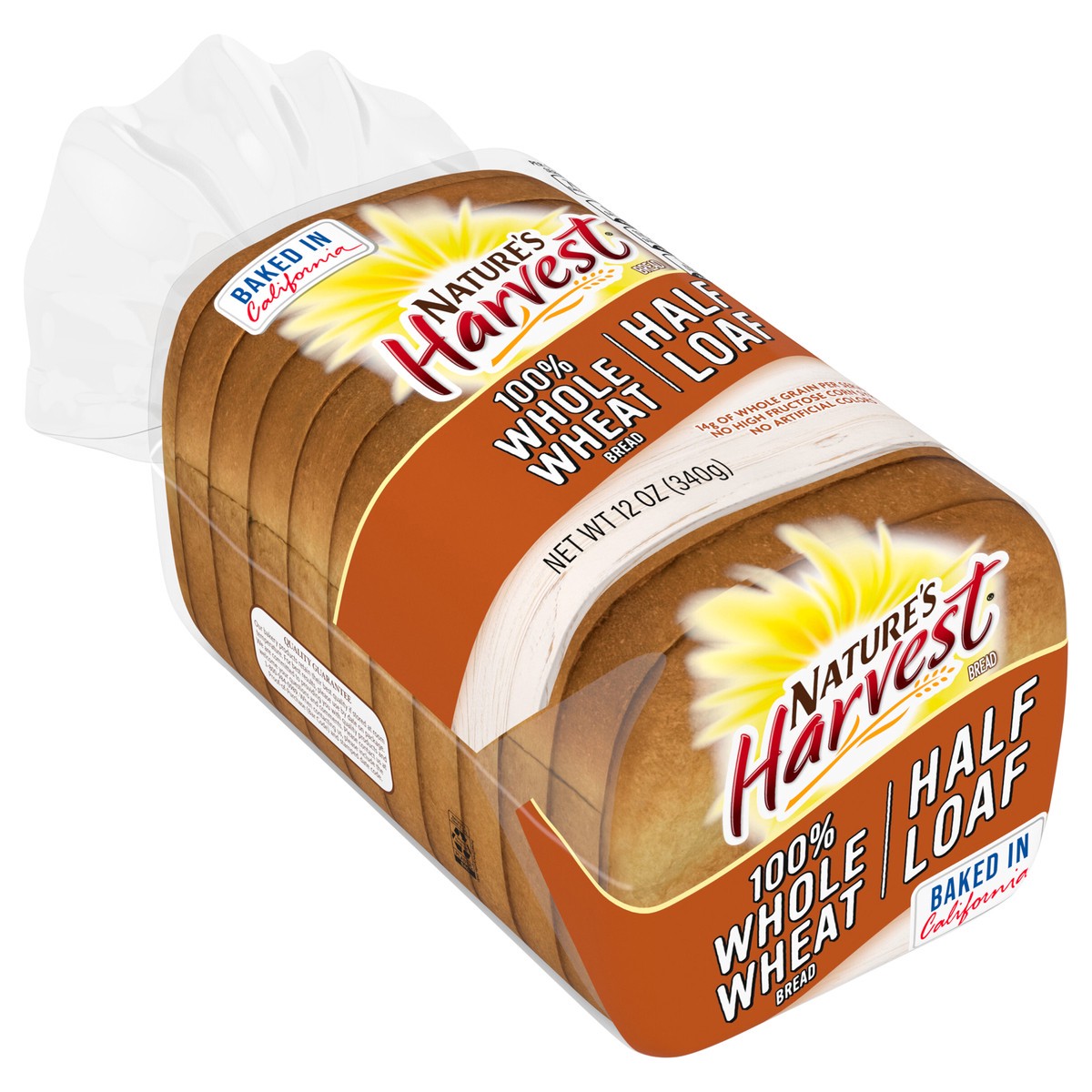 slide 4 of 4, Natures Harvest Half Loaf 100% Whole Wheat, 12 oz