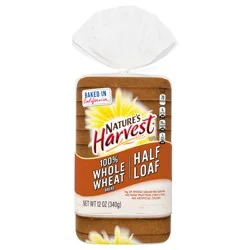 Nature's Harvest 100% Whole Wheat Bread, Half Loaf, 12 oz