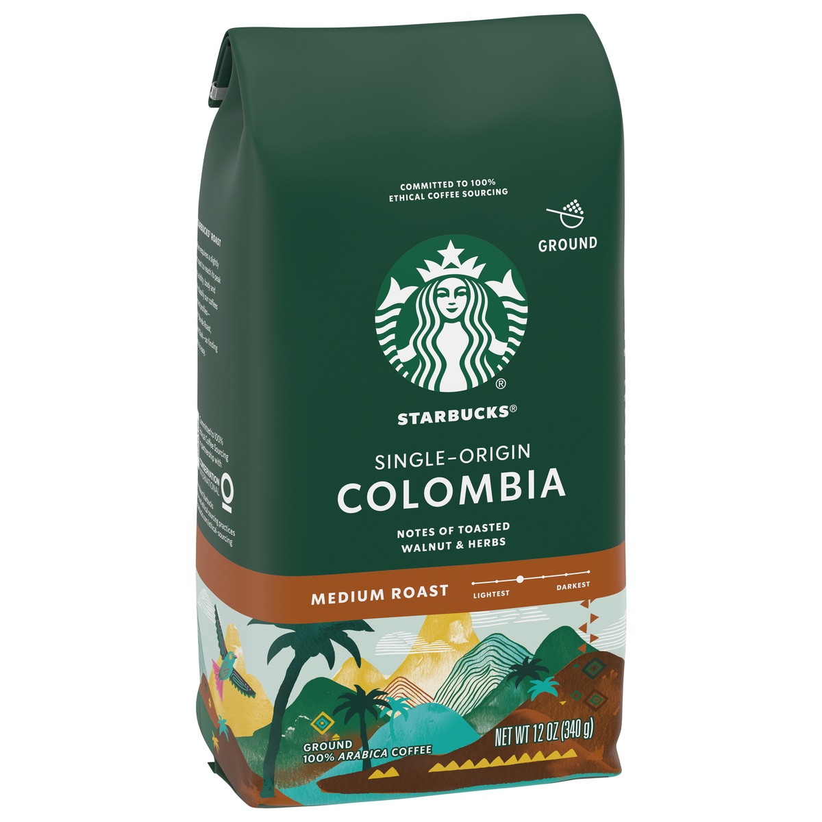 slide 2 of 10, Starbucks Medium Roast Ground Coffee, Colombia, 100% Arabica, 12 oz