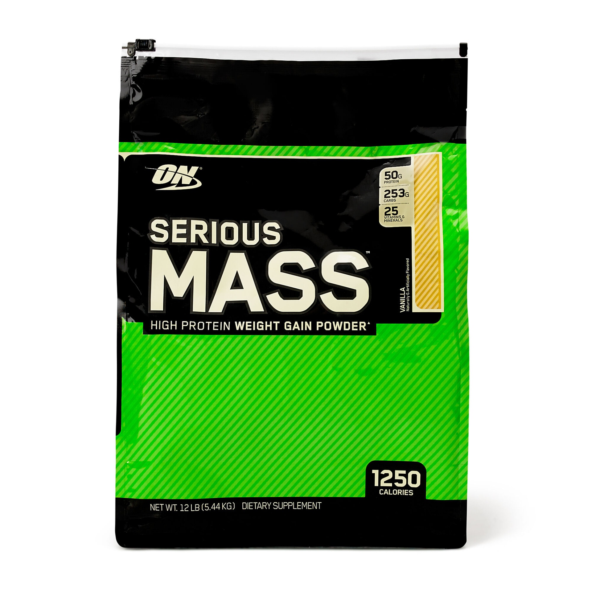 slide 1 of 1, Optimum Nutrition Serious Mass - Vanilla, 12 lb