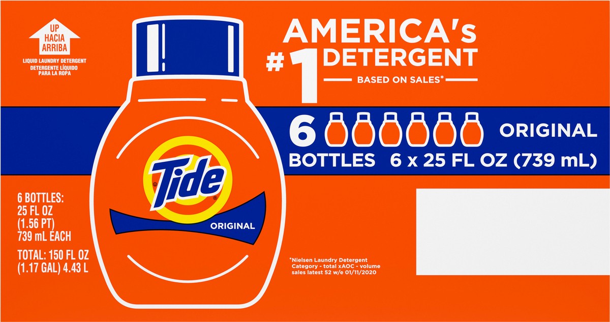 slide 5 of 7, Tide Liquid Laundry Detergent, Original, 17 loads, 25 fl oz, 6 count, 25 fl oz