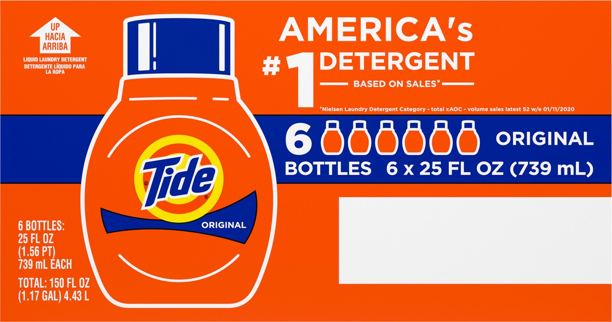 slide 6 of 7, Tide Liquid Laundry Detergent, Original, 17 loads, 25 fl oz, 6 count, 25 fl oz