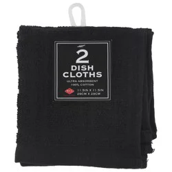 Ritz Black Dish Cloths 2 Each