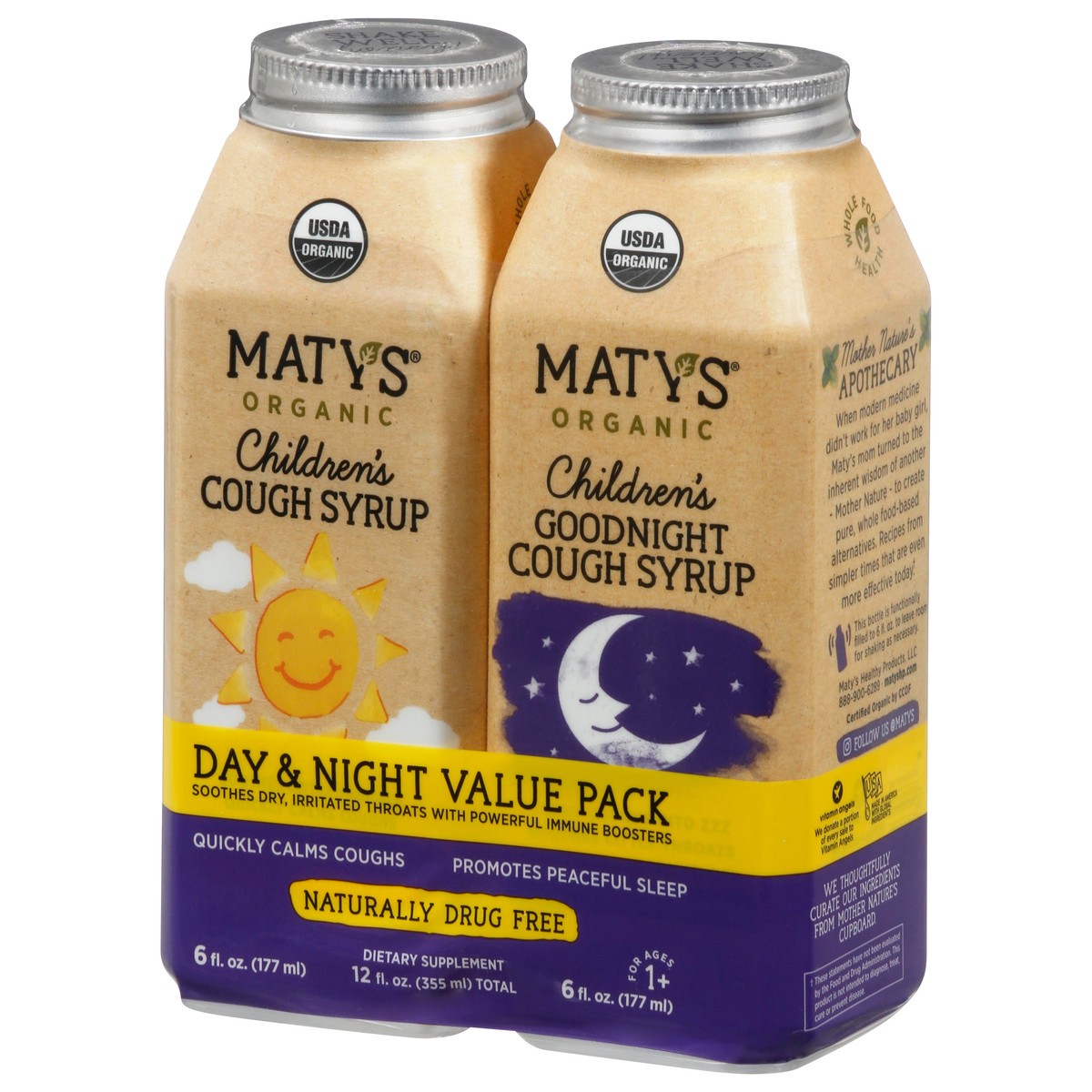 slide 11 of 12, Maty's Organic Day & Night Value Pack Cough Syrup 2 - 6 fl oz Bottles, 2 ct; 6 oz