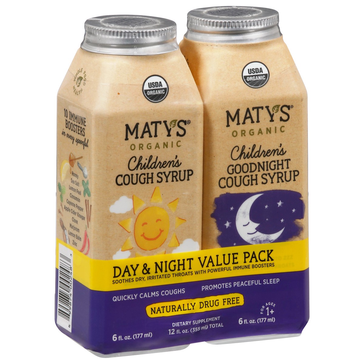 slide 4 of 12, Maty's Organic Day & Night Value Pack Cough Syrup 2 - 6 fl oz Bottles, 2 ct; 6 oz