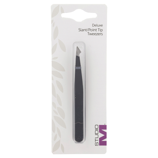 slide 1 of 2, Studio M Deluxe Slant/Point Tip Tweezers, 1 ct