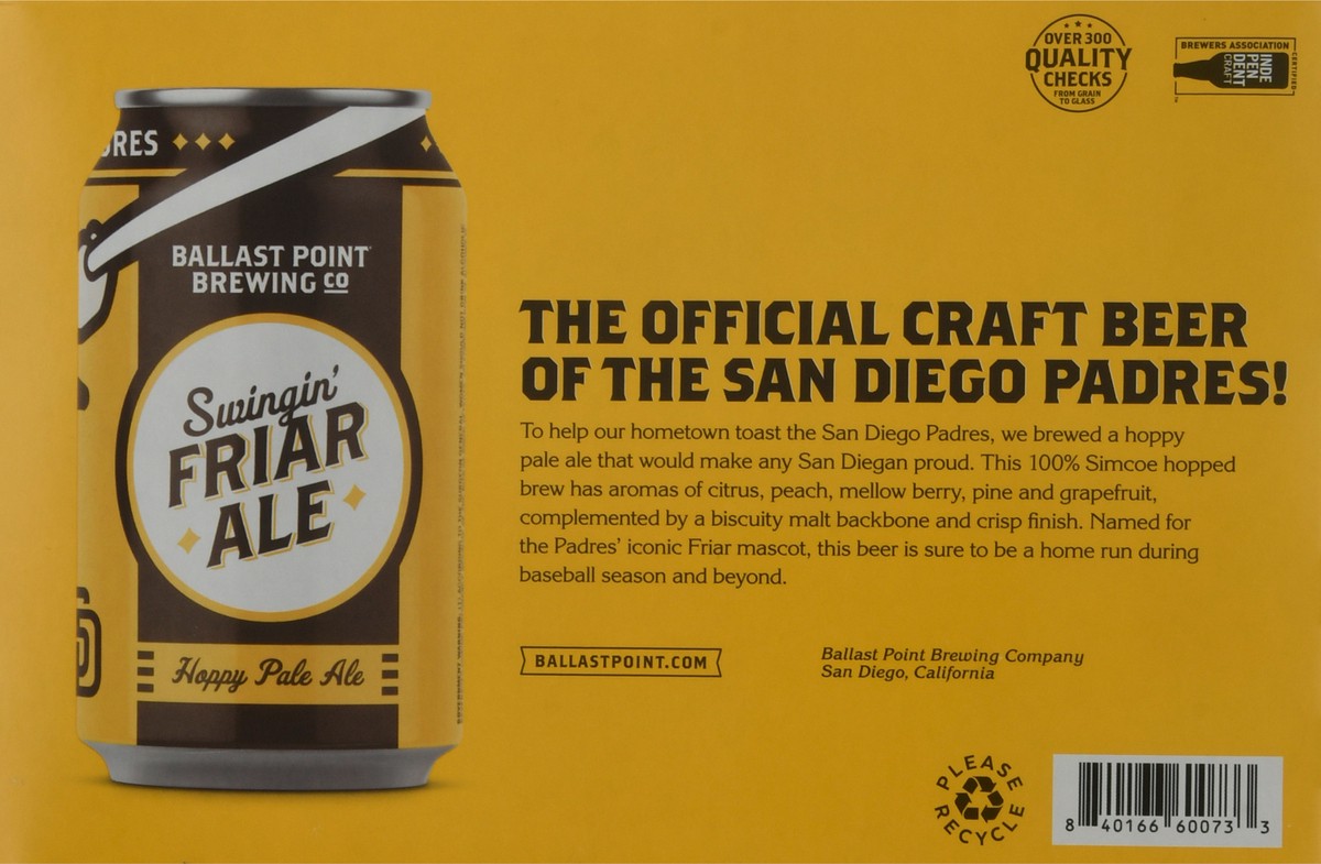 slide 4 of 11, Ballast Point Swingin' Friar Ale Beer 6 ea, 6 ct