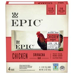 EPIC Protein Bars, Chicken Sriracha, Keto and Paleo Friendly, 1.3 oz, 4 ct