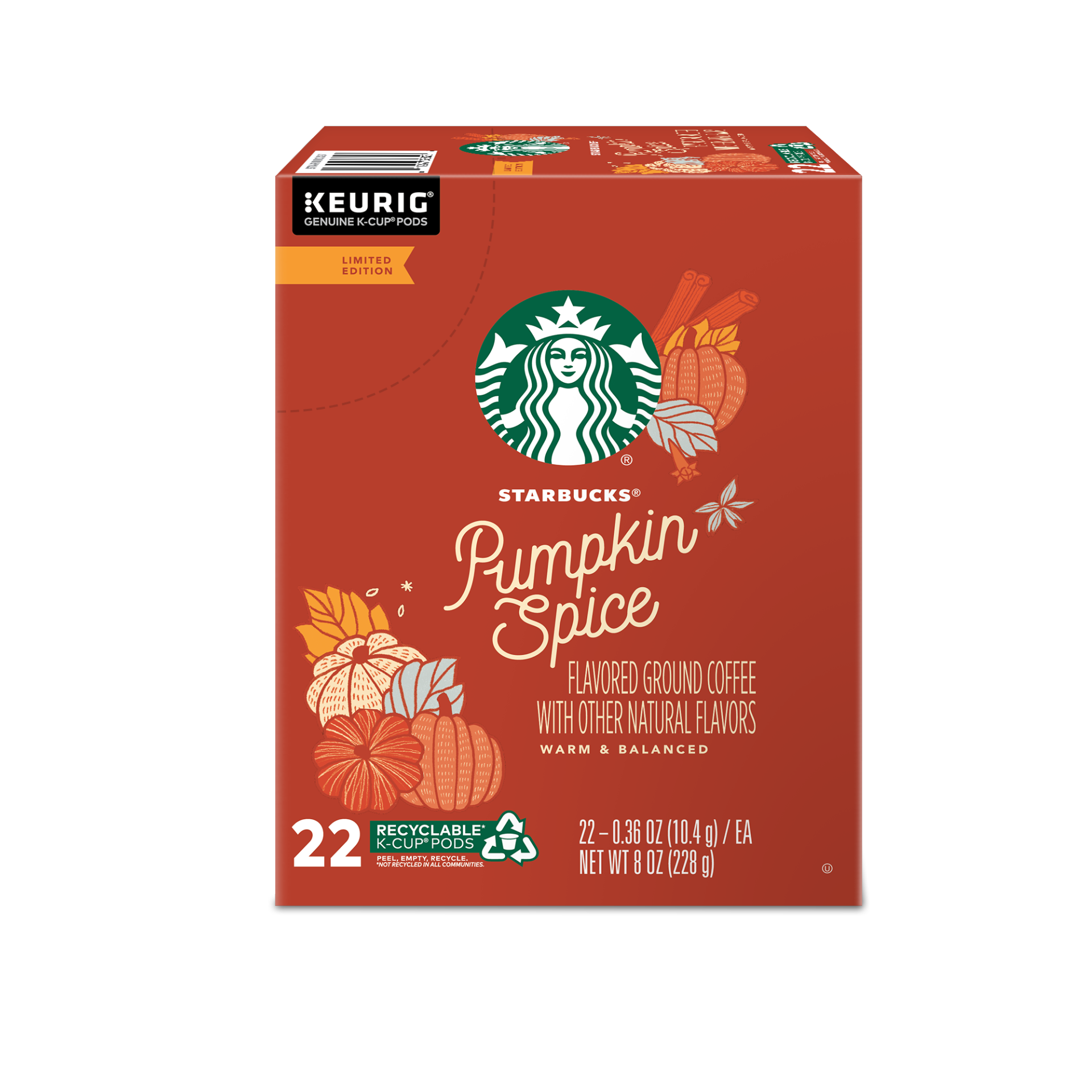 slide 1 of 1, Starbucks Pumpkin Spice Coffee Keurig K-Cup Pods, 22 ct