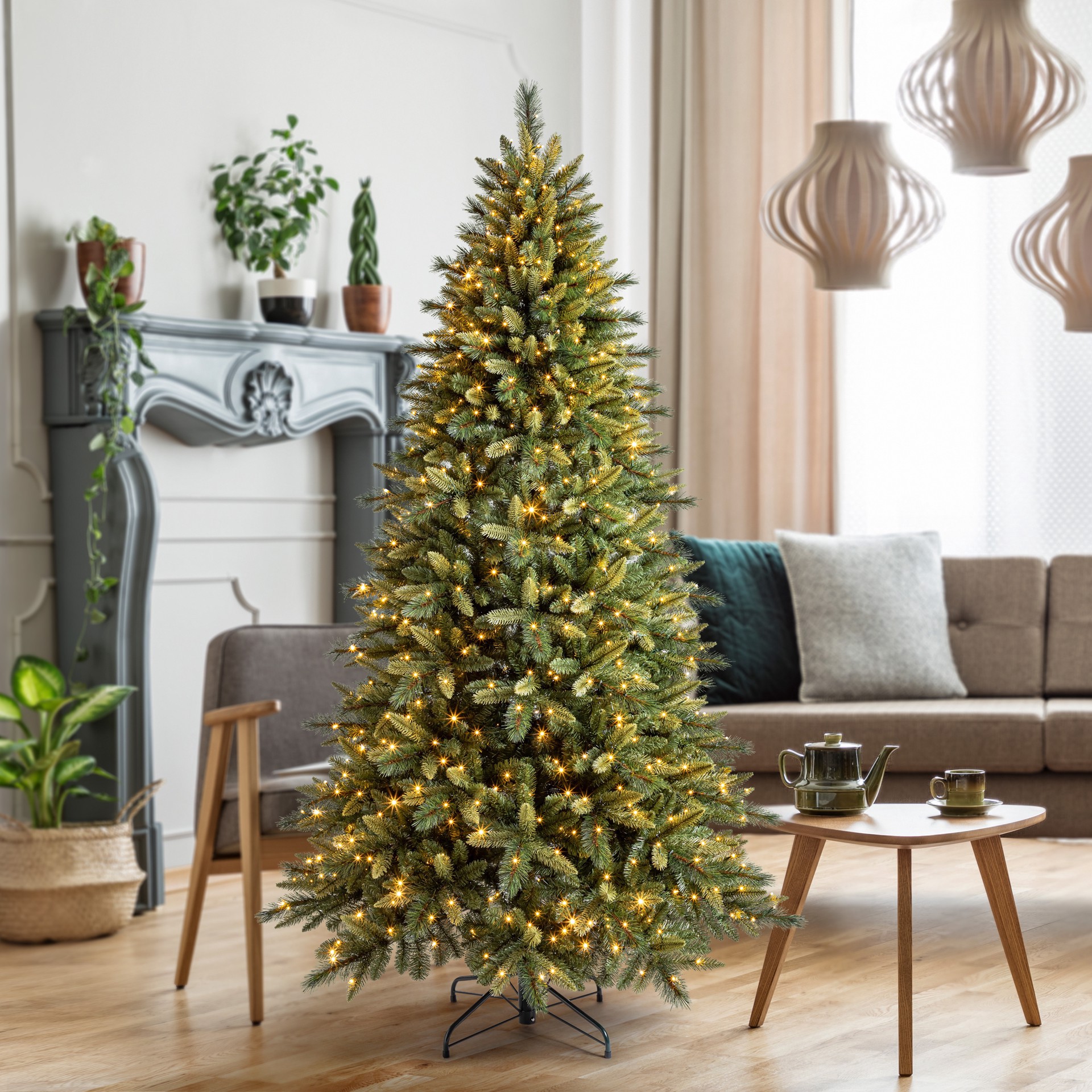 slide 3 of 11, 7.5ft. Pre-Lit Glendale Spruce Artificial Christmas Tree, Lumadazzle Color Changing Led Lights By Ashland, 7.5 ft