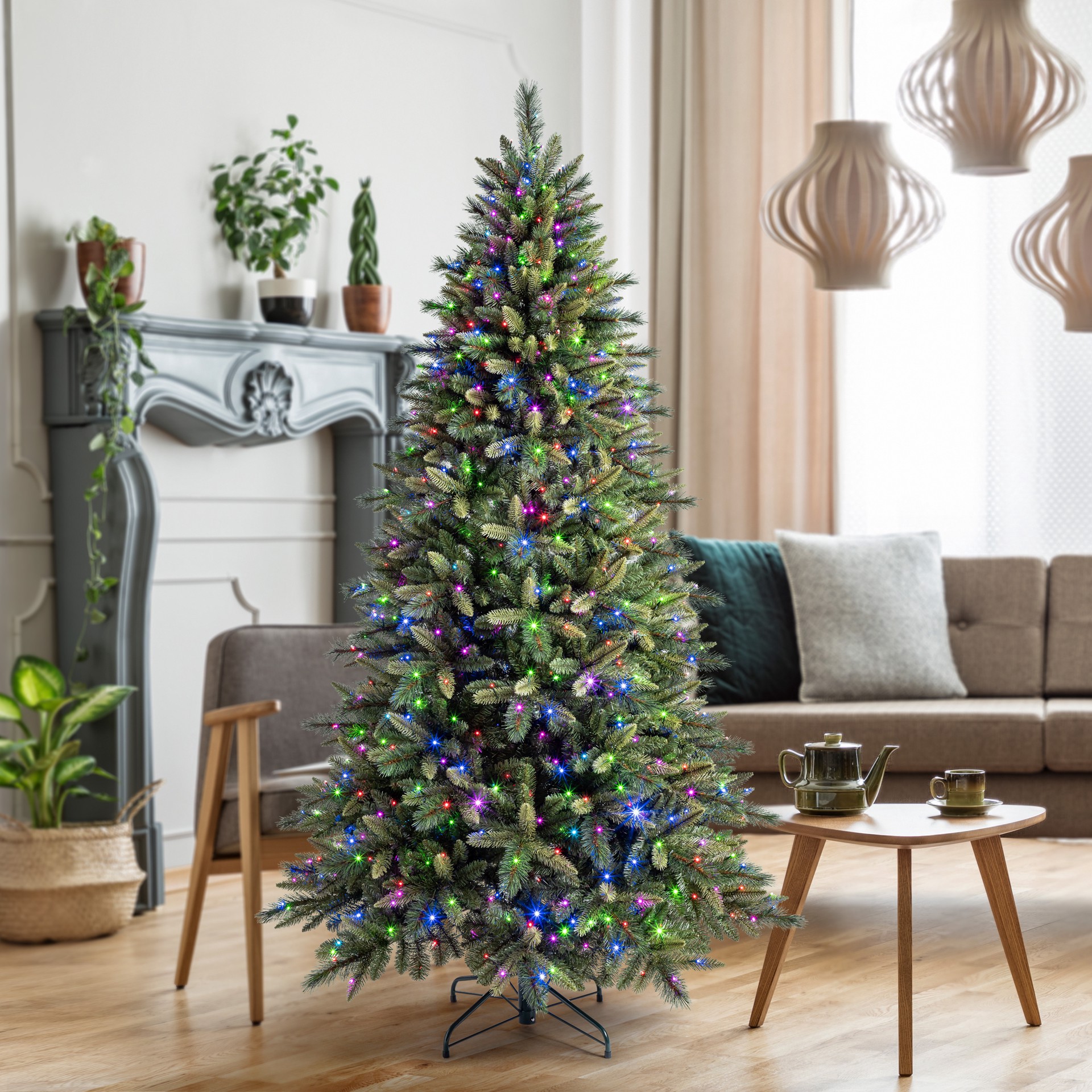 slide 9 of 11, 7.5ft. Pre-Lit Glendale Spruce Artificial Christmas Tree, Lumadazzle Color Changing Led Lights By Ashland, 7.5 ft