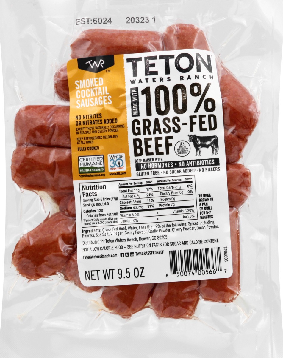 slide 7 of 9, Teton Waters Ranch Smoked Beef Cocktail Franks, 9.5 oz