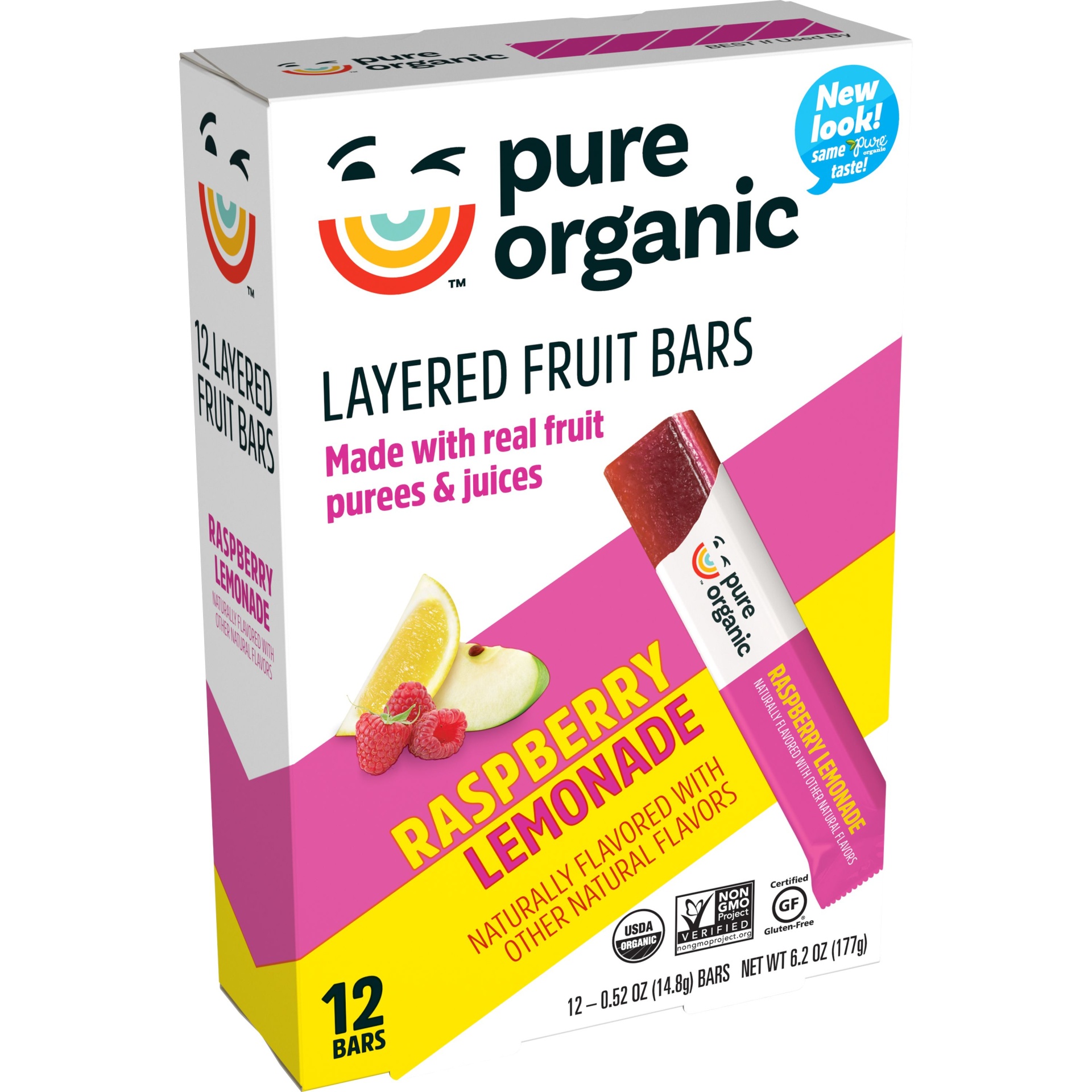 slide 1 of 4, Pure Organic Layered Fruit Bars, Gluten Free and Vegan, Raspberry Lemonade, 6.2 oz