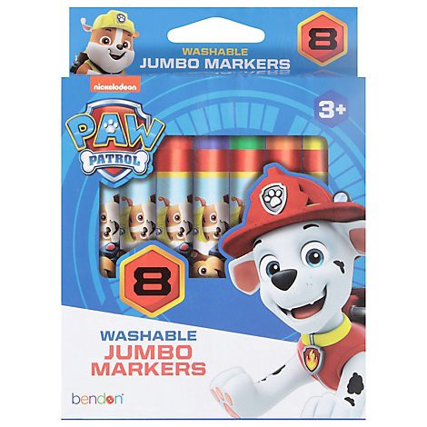 slide 1 of 1, Bendon Paw Patrol 8 Count Jumbo Markers - Each, 1 ct