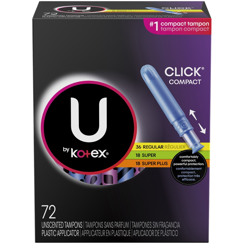 slide 1 of 1, U by Kotex &nbsp;Click Compact Tampon Multi Pack, 72 ct