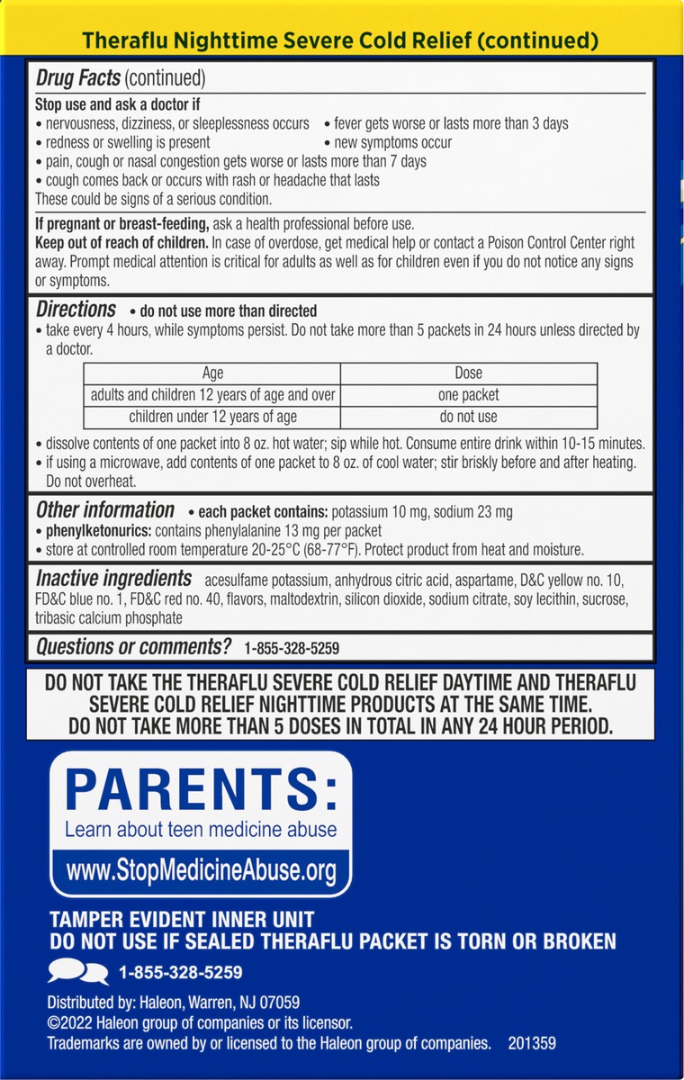 slide 7 of 9, Theraflu Acetaminophen Multi-Symptom Severe Cold Day/Night Powder - Green Tea/Honey Lemon - 12ct, 2 ct; 6 ct