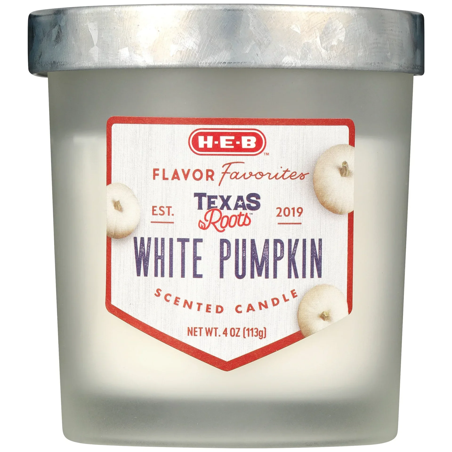 slide 1 of 1, H-E-B Flavor Favorites Texas Roots White Pumpkin Scented Candle, 4 oz