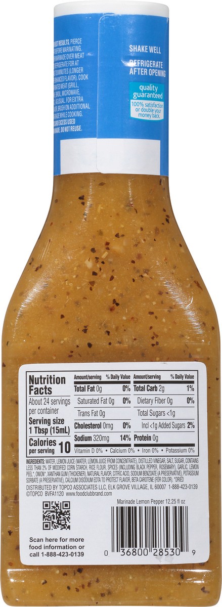 slide 8 of 14, Food Club Lemon Pepper Marinade 12.25 fl oz, 12.25 fl oz