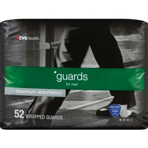 slide 1 of 1, CVS Health Guards For Men Maximum Absorbency One Size, 52ct, 52 ct