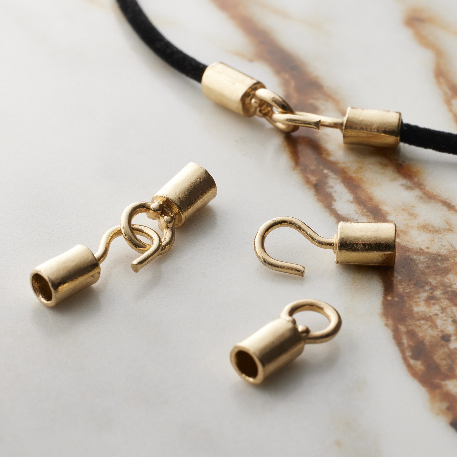 slide 3 of 3, Gold Cord End Cap Closure Sets By Bead Landing, 5 mm