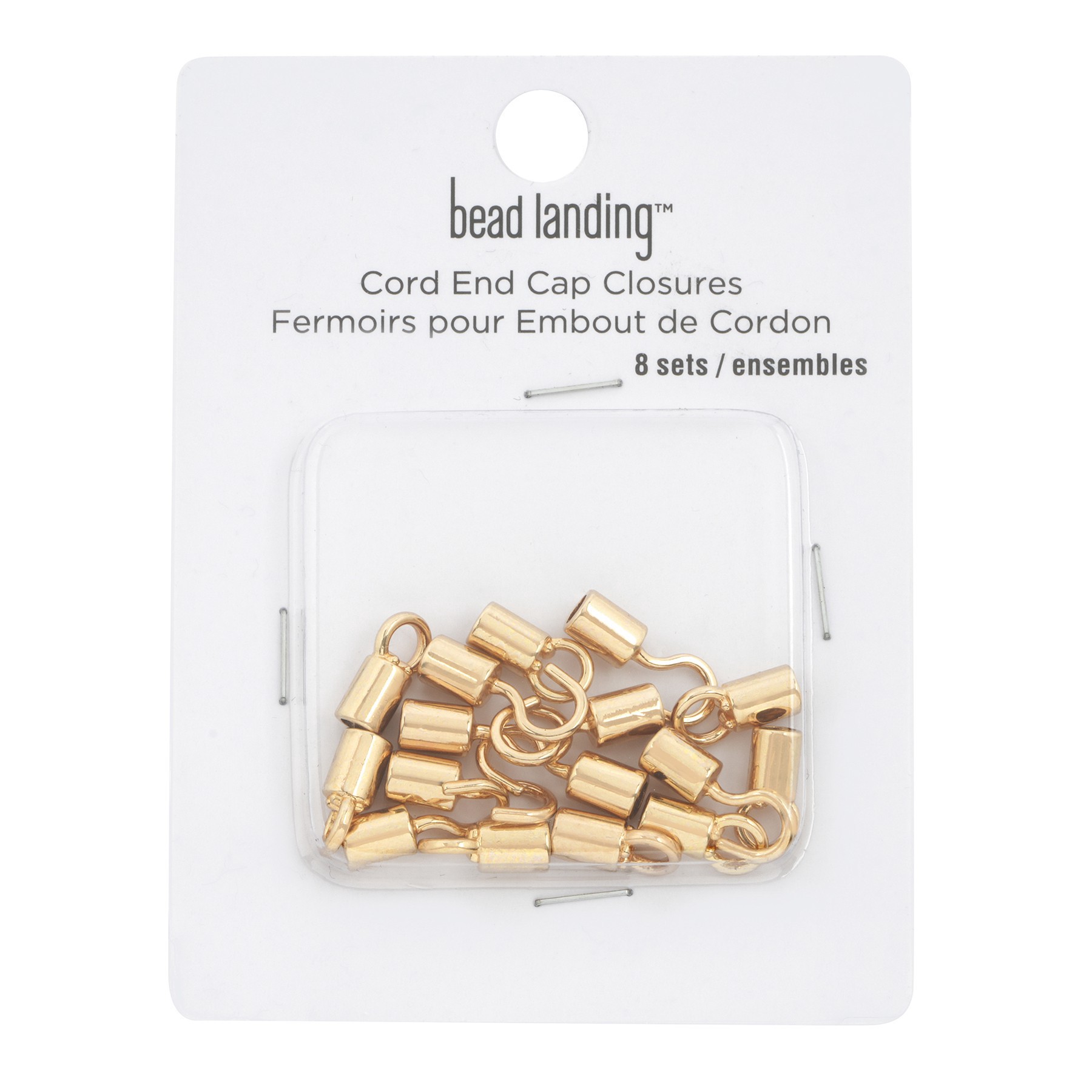 slide 2 of 3, Gold Cord End Cap Closure Sets By Bead Landing, 5 mm