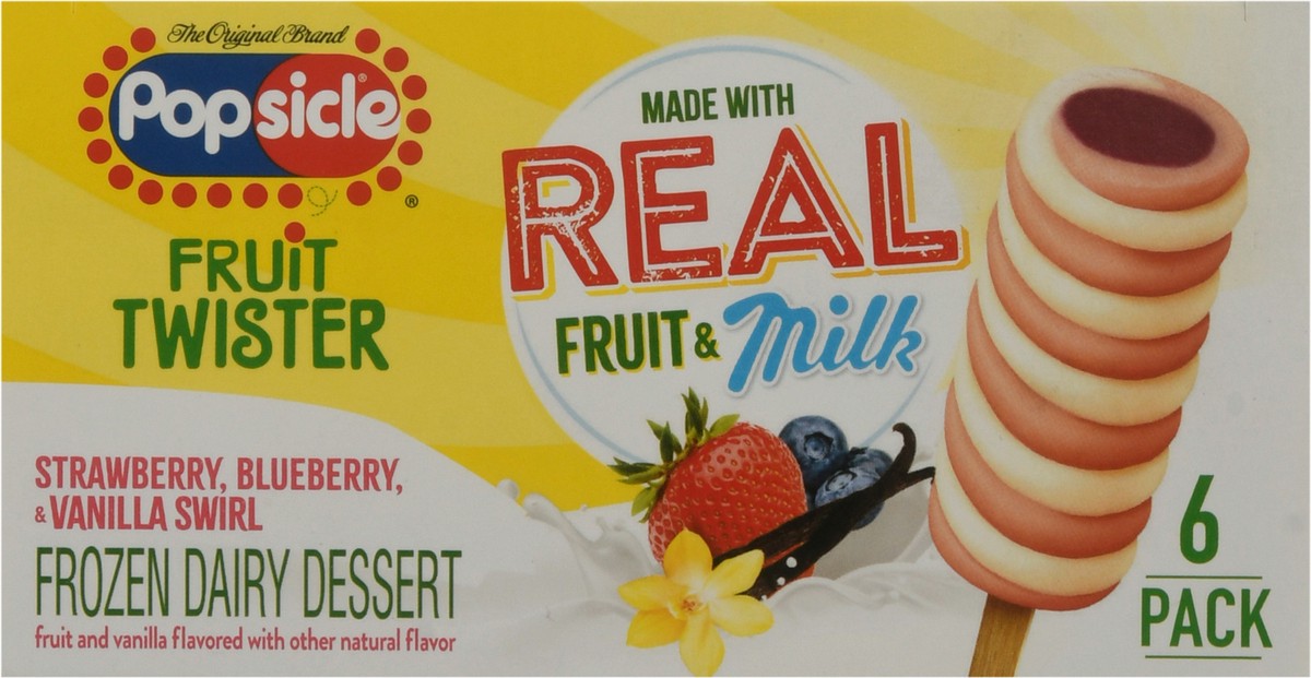 slide 8 of 13, Popsicle Frozen Dessert with Dairy Strawberry Blueberry Vanilla Frozen Snack, 16.2 oz, 6 Count, 16.2 oz