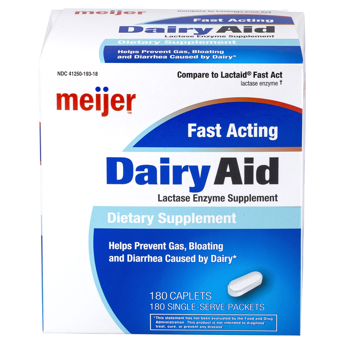 slide 1 of 3, Meijer Fast Acting Dairy Aid, 180 Caplets, 180 CT    