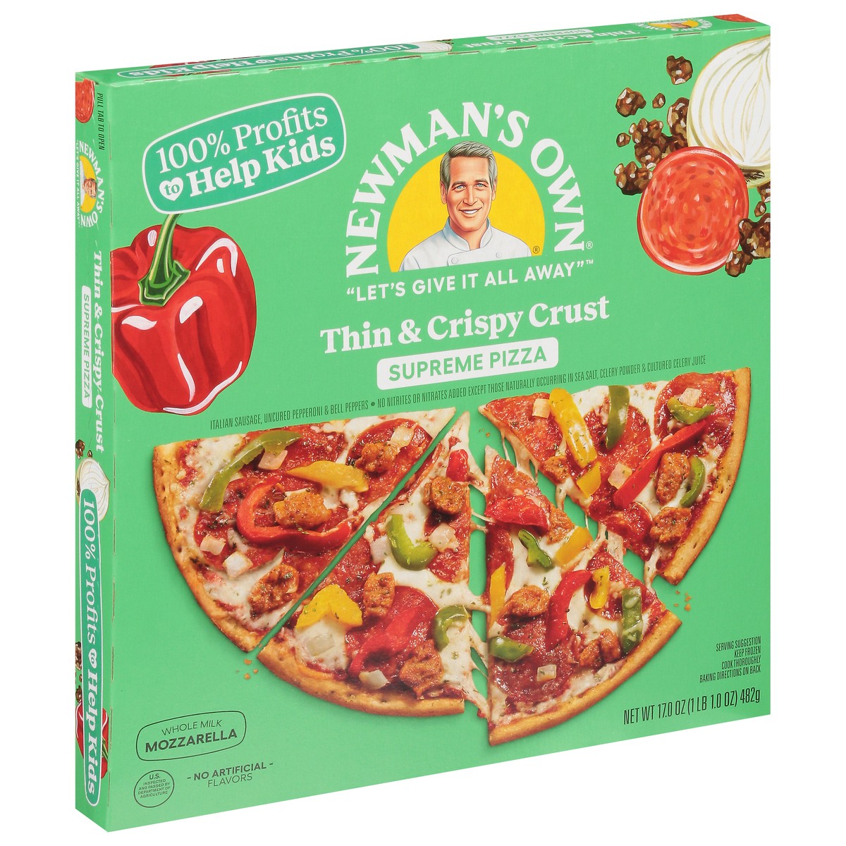 slide 2 of 9, Newman's Own Thin & Crispy Crust Supreme Pizza 17 oz, 17 oz