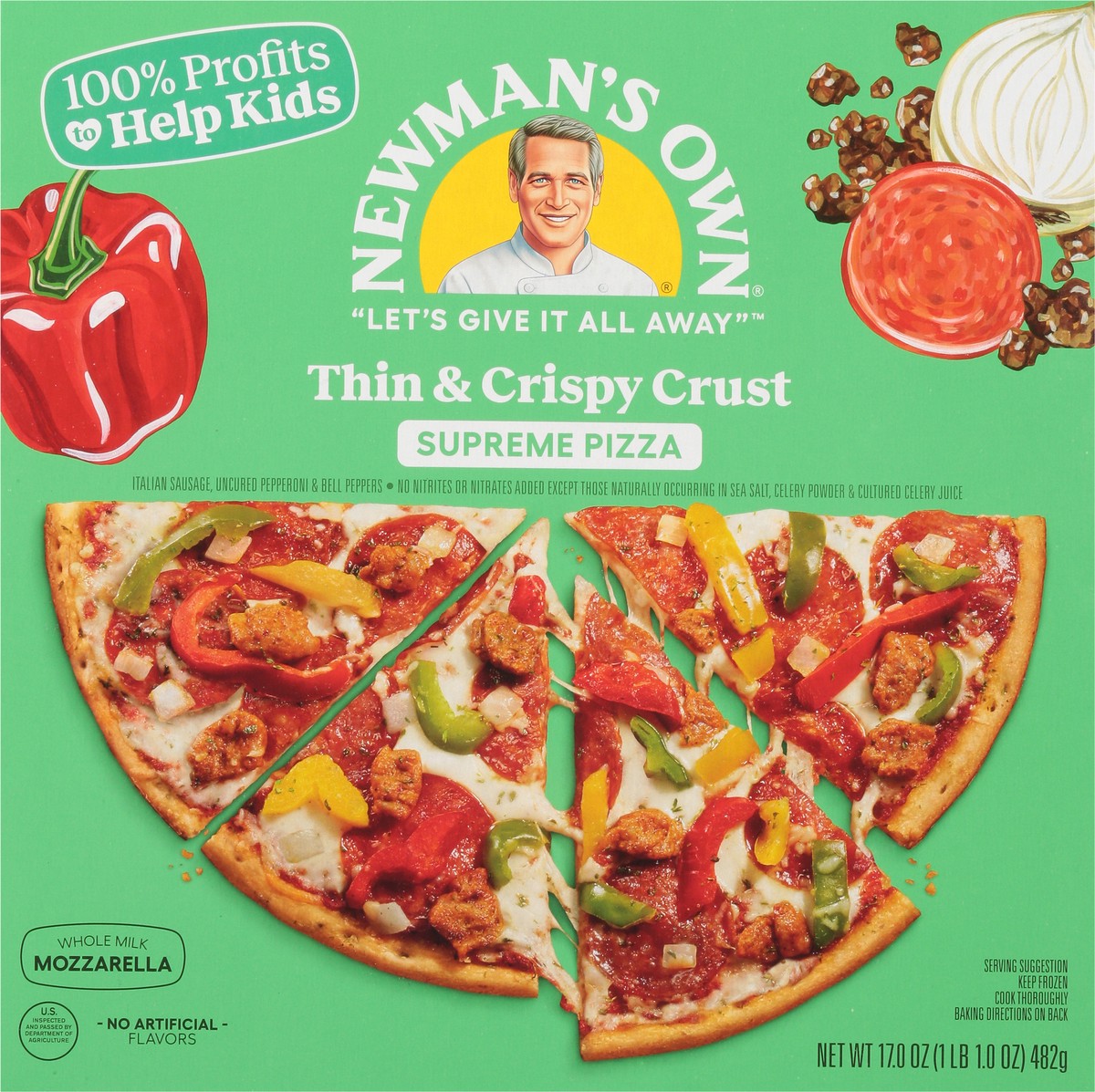 slide 6 of 9, Newman's Own Thin & Crispy Crust Supreme Pizza 17 oz, 17 oz