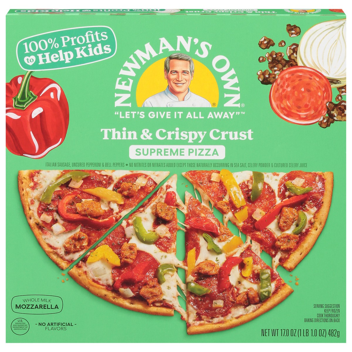 slide 1 of 9, Newman's Own Thin & Crispy Crust Supreme Pizza 17 oz, 17 oz